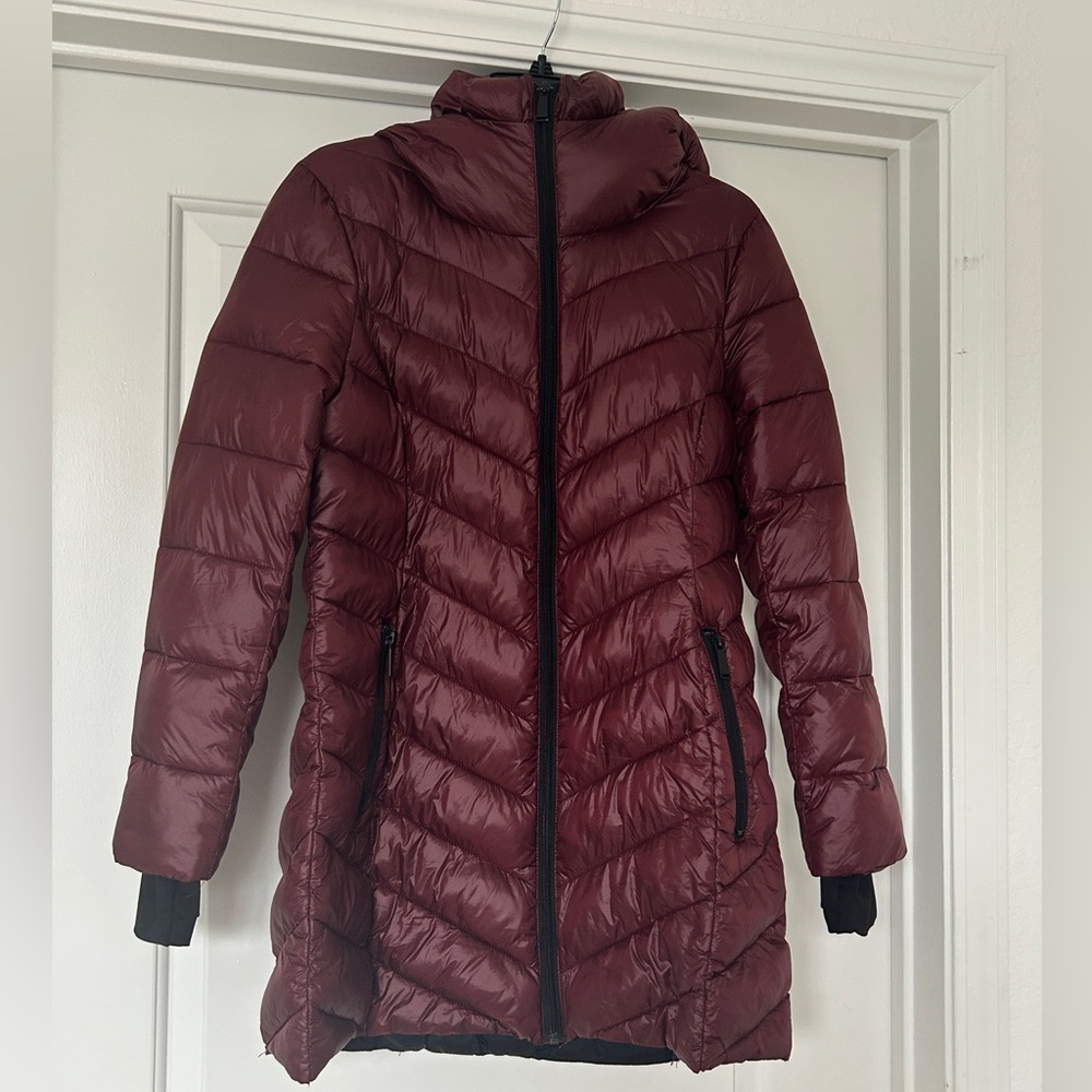 Saks Fifth Avenue Burgundy Puffer Jacket with Hood
